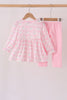 Pink floral ruffle pants set