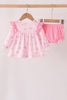 Pink floral bow ruffle bloomer set