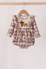 Khaki camoufalge cross deer embroidery ruffle bubble
