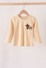 Khaki cross deer embroidery top