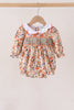 Coral floral smocked bubble