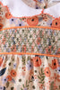 Coral floral smocked bubble