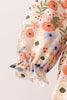 Coral floral smocked bubble