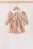 Coral floral smocked bubble