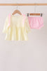 Cream smocked bow bloomer set