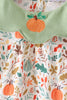 Sage pumpkin embroidery leaves dress