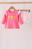 Pink sweet as pie embroidery ruffle bloomer set