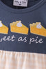 Navy sweet as pie embroidery gingham bubble