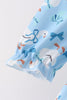 Blue goose bow embroidery ruffle set