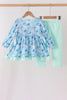 Blue goose bow embroidery ruffle set