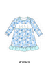 Blue goose bow embroidery ruffle dress