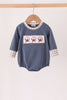 Teal cotton embroidery gingham bubble