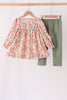 Green Floral Ruffle Pants Set