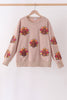 Khaki turkey sequin mom top