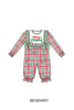 Green merry christmas embroidery plaid ruffle romper