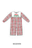 Green merry christmas embroidery plaid romper