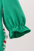 Green christmas tree bow applique ruffle bubble