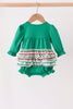 Green christmas tree bow applique ruffle bubble