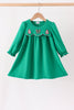 Green christmas tree bow applique dress