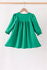 Green christmas tree bow applique dress