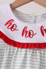 Sage santa applique gingham ruffle pants set