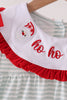 Sage santa applique gingham ruffle stripe dress