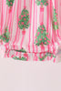 Pink christmas tree embroidery stripe bow bubble