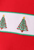 Red Christmas Tree Embroidery Stripe Pants Set