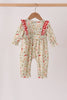Goose embroidery ruffle bow romper