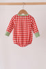 Red goose embroidery gingham bubble