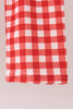 Goose embroidery ruffle gingham pants set