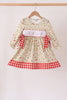 Goose embroidery ruffle gingham dress