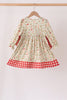Goose embroidery ruffle gingham dress