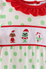 Green grinch embroidery ruffle dot romper