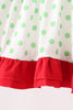 Green dot grinch embroidery ruffle pants set