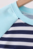 Blue train embroidery stripe top