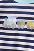 Blue train embroidery stripe pants set