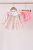 Pink santa bow embroidery bloomer set