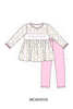 Pink Santa Bow Embroidery Pants Set