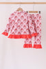 Pink santa claus bamboo ruffle pajama set
