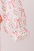 Pink bow embroidery ruffle bubble