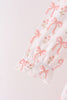 Pink bow embroidery ruffle pants set