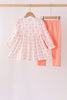 Pink bow embroidery ruffle pants set