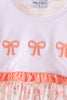 Pink bow embroidery ruffle dress