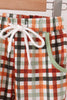 Sage deer embroidery plaid pants set