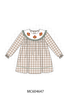 Brown turkey embroidery gingham ruffle dress