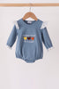 Teal turkey french knot ruffle bubble