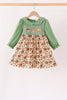Green pumpkin turkey smocked dress