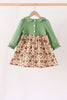 Green pumpkin turkey smocked dress