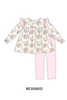 Pink horse ruffle pants set